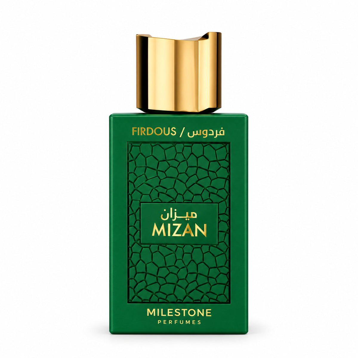 Milestone Mizan Firdous — Perfume (EDP), 100 ml — frasco solo sobre fondo blanco